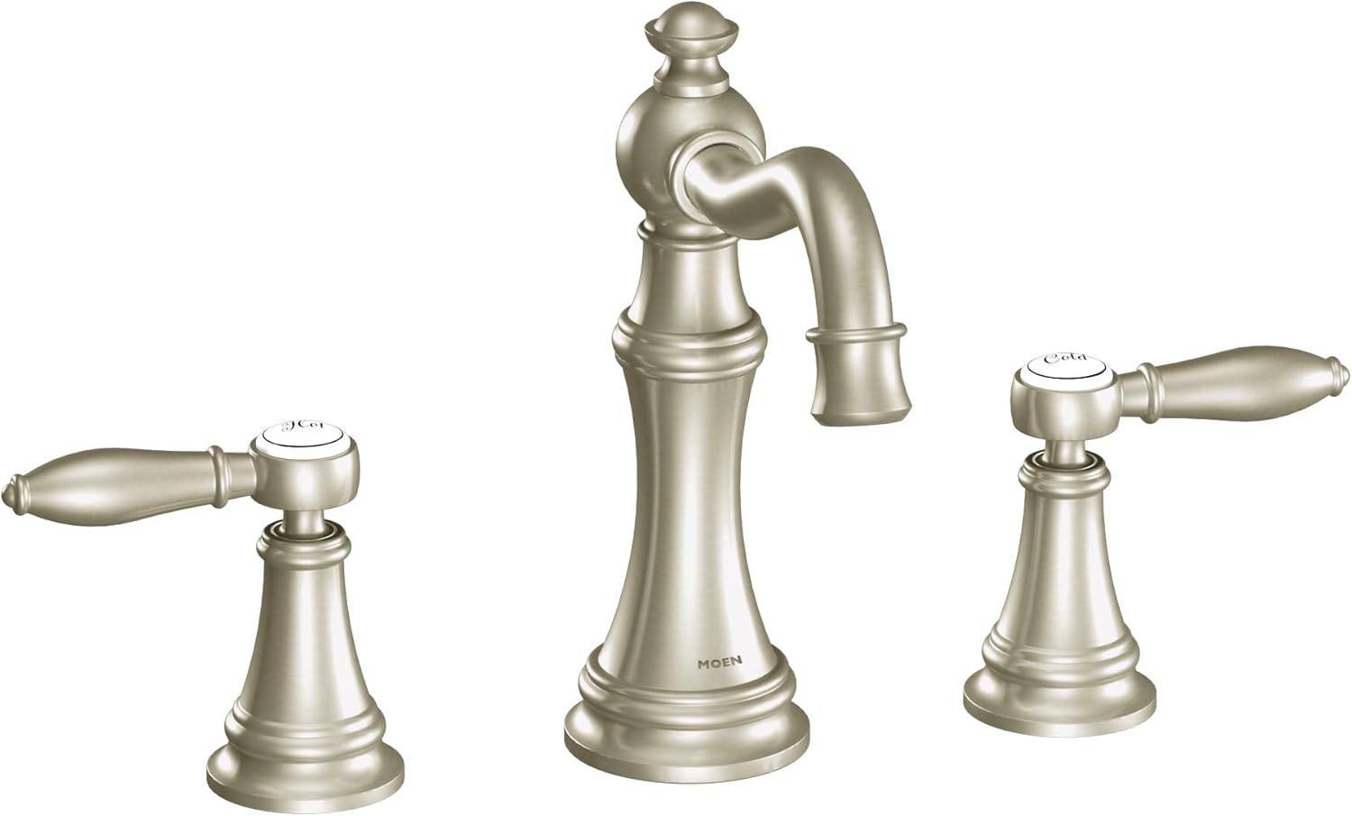 Moen TS42108BN Weymouth Two-Handle High Arc Bathroom Faucet Trim Kit, Valve Required, Brushed Nickel