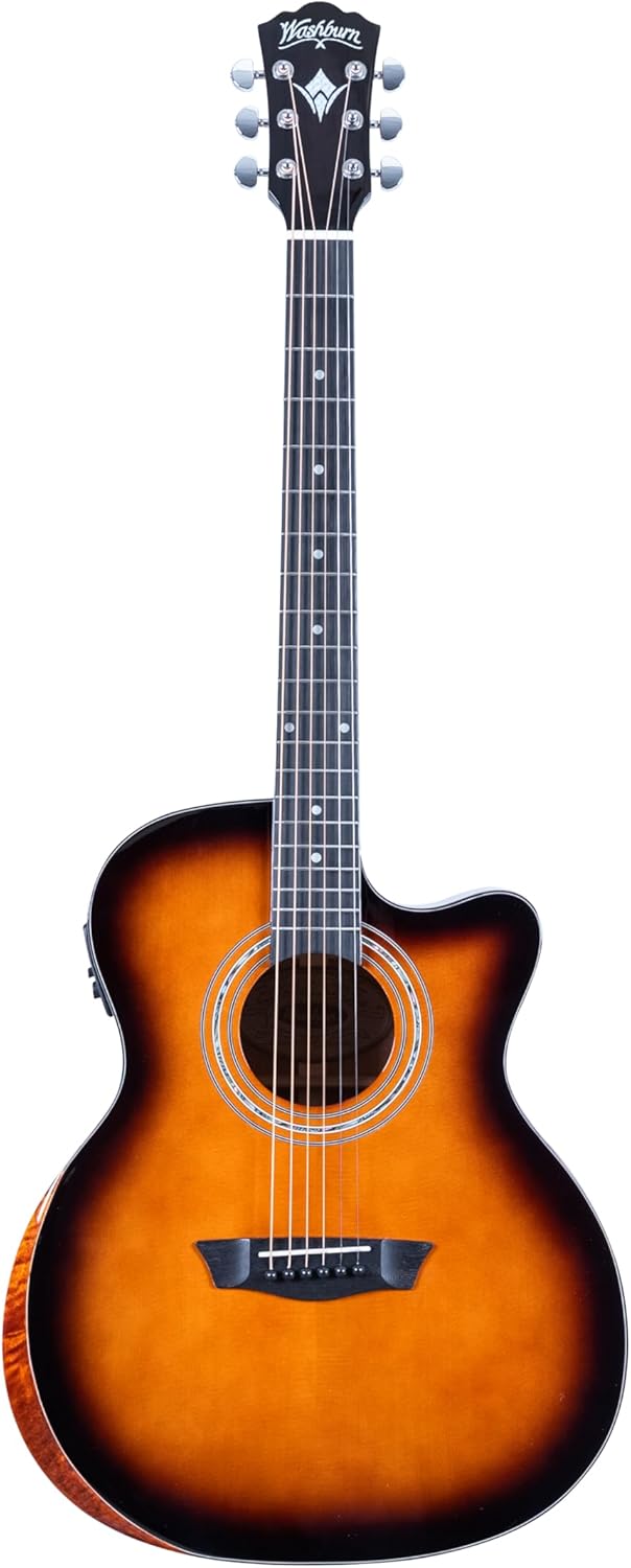 Washburn G10CE Comfort Series Grand Auditorium Cutaway Acoustic Electric Guitar, Sunburst