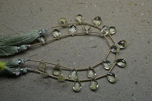 11 pcs natural lemon quartz faceted pear shaped briolette-calibrated 8x12mm