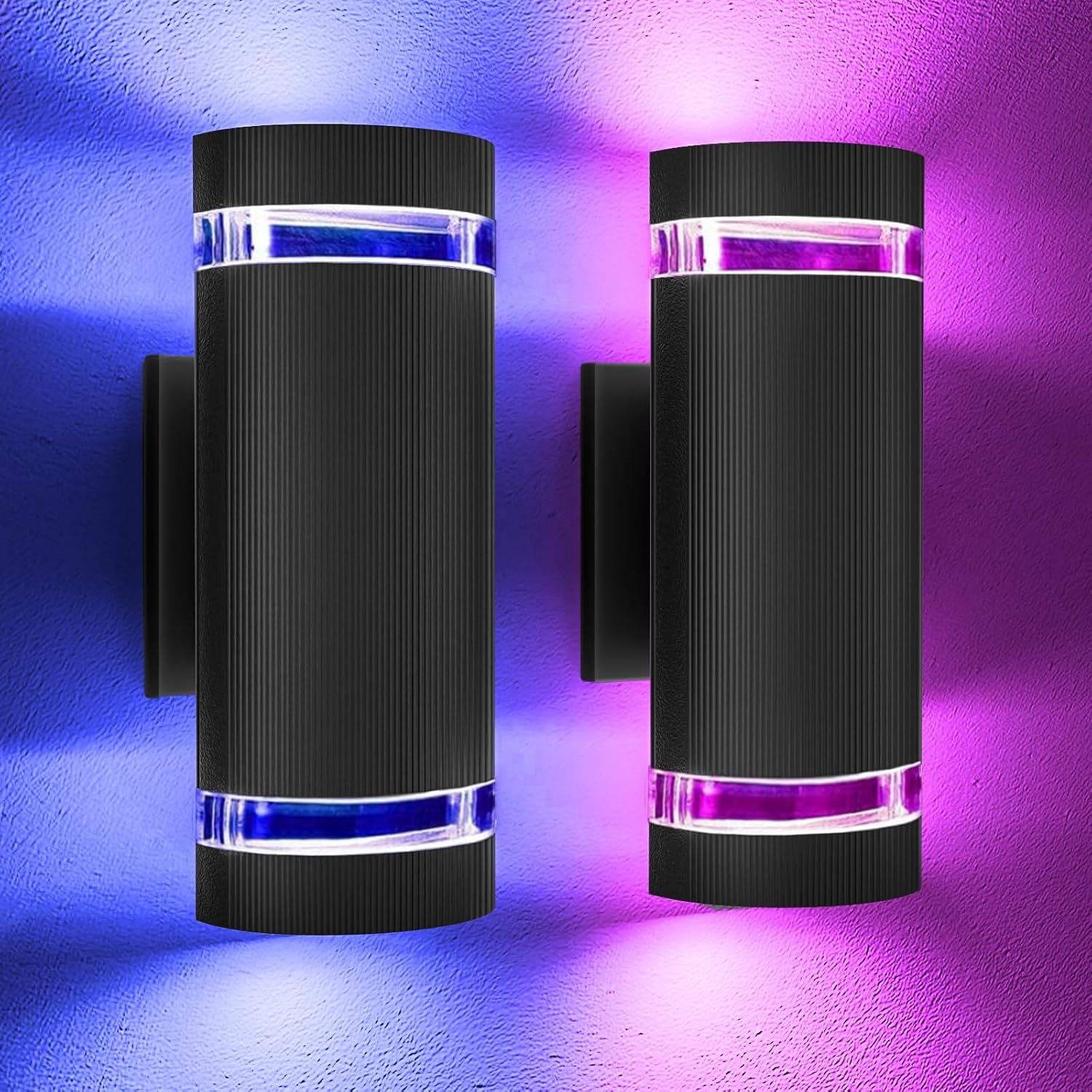 Up and Down Outdoor Wall Lights- Outdoor Lighting Fixtures,RGB Color Changing, App & Voice Control, ETL Listed, Front Door Light Fixture 6500K, Smart Exterior Lights for House, Porch, Garage