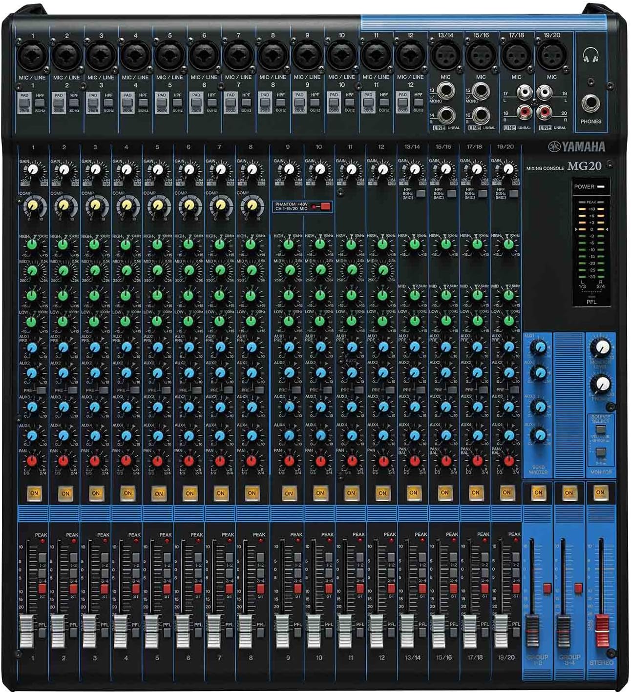 Yamaha MG20 20-Input 6-Bus Mixer,Black