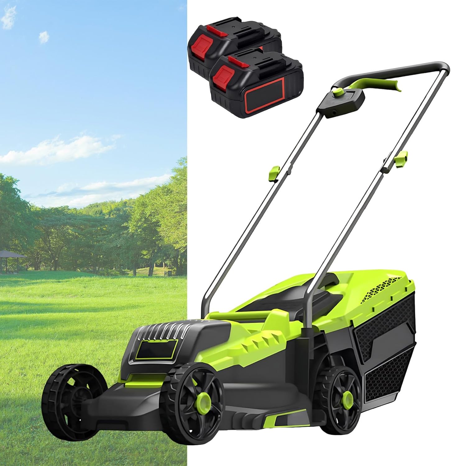SHAHRYAR Electric Lawnmower Battery Powered,Mower,Push Mower,Low Noise,for Home Gardens, Public Green Spaces, Gardening Enthusiasts, Rural Areas, Suburbs, Etc