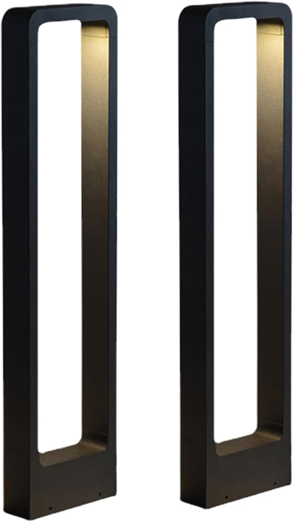 Modern LED Garden Path Light, Black Aluminum, Set of 2,Outdoor Solar Powered Landscape Lighting for Lawn, Park, Villa (H31.5‘’)