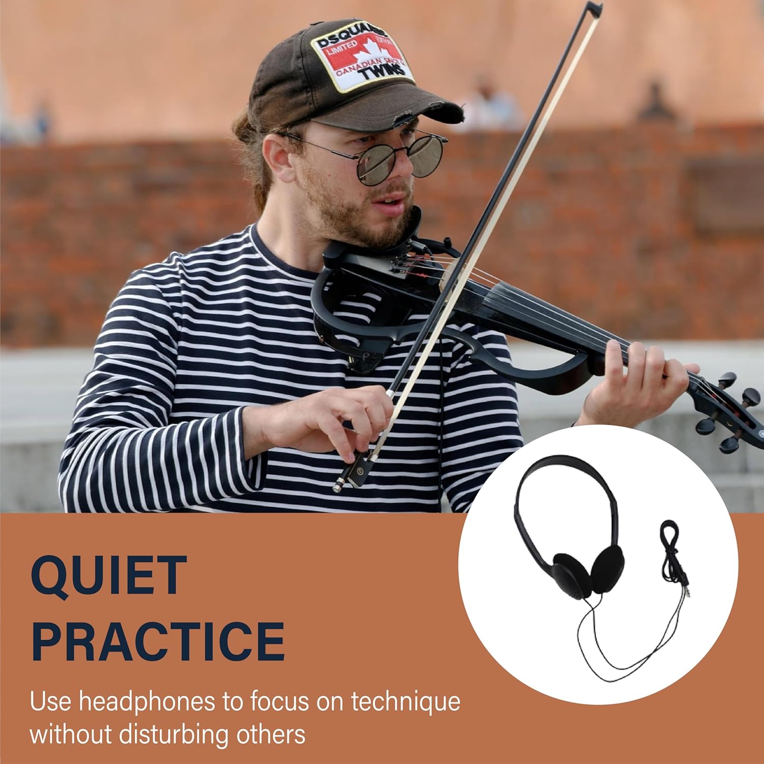 Cecilio 4/4 CEVN-2BL Electric/Silent Violin with Ebony Fittings in Blue Metallic Varnish (Full Size) – Ideal for Practice and Performance