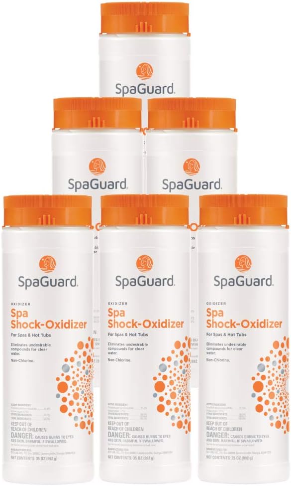 SpaGuard Spa Shock Oxidizer for Spas & Hot Tubs, 35 oz, Pack of 6, Non-Chlorine Oxidizer, Easy to Use, Quick-Dissolving Shock Treatment