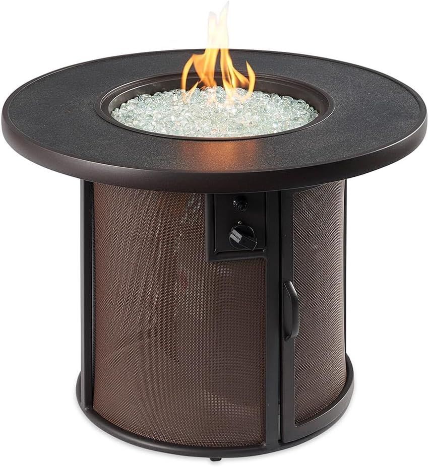 The Outdoor GreatRoom Company Stonefire Fire Table with Electronic Ignition (SF-32-K-CF-DSI-NG), Natural Gas, 32x32-Inches