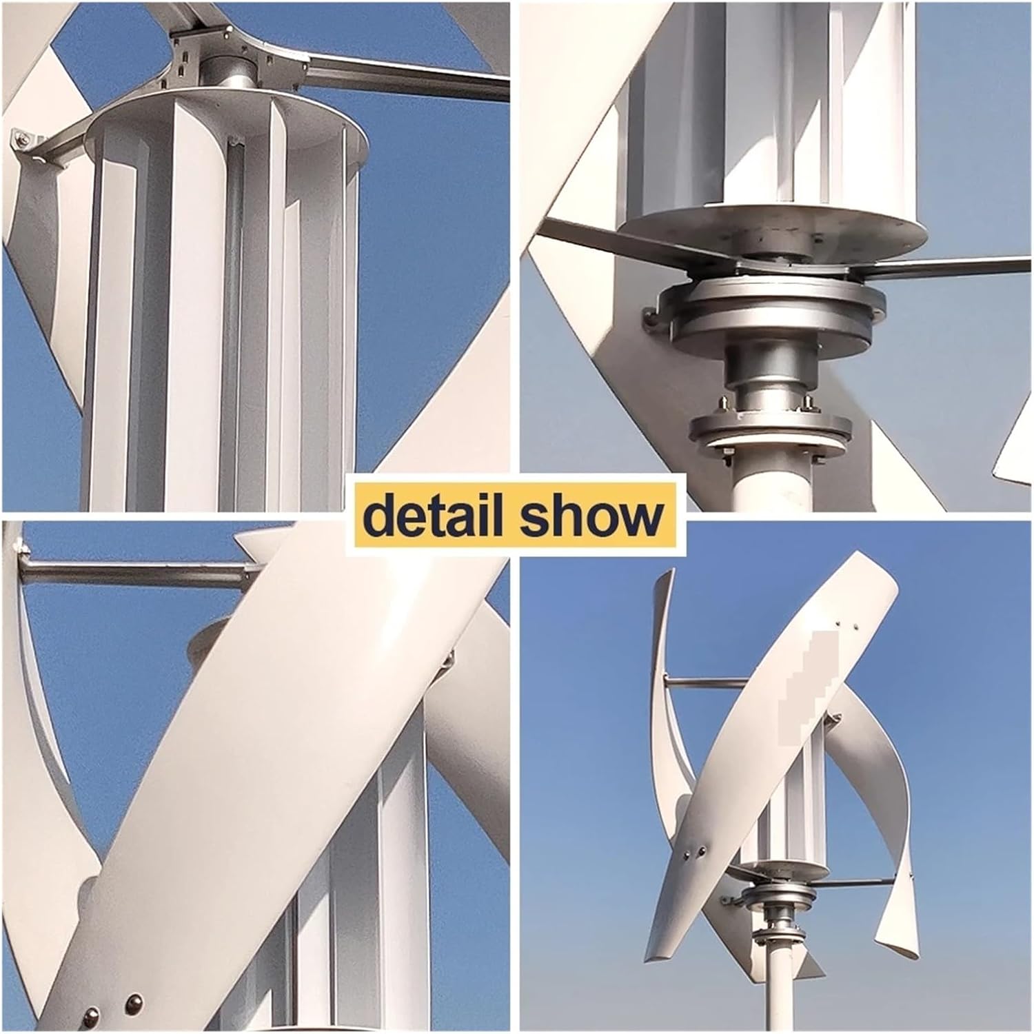 5KW Wind Turbine with Solar Panel Battery 5KW Vertical Axis Maglev Wind Turbine for Household Family with Controller Low Starting Speed for Home(MPPT Hybrid Control,48V)