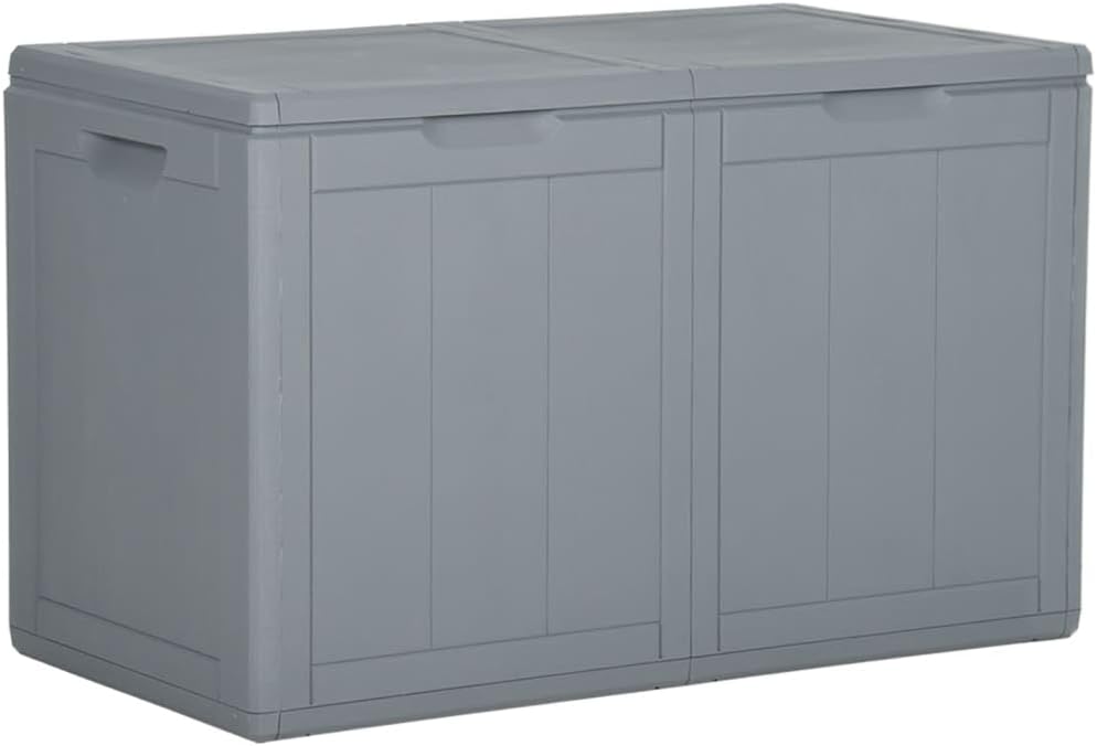 Patio Storage Box 47.6 gal Gray PP Rattan,Versatile Storage Box: Keep Your Garden Organized and ClutterComplimentary Outdoor Storage Boxes