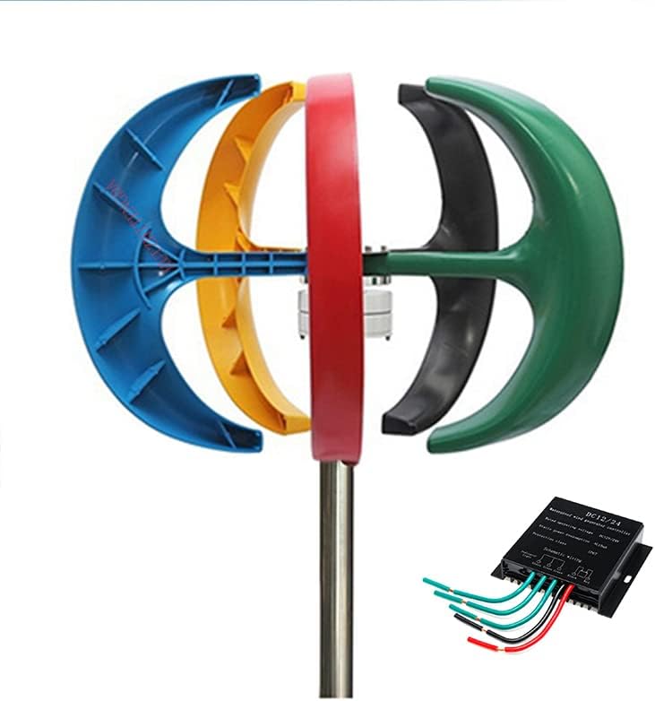 10000W Free Energy Wind Turbine Kit, 12V 24V 48V 220V 5 Blades Windmill Vertical Permanent Magnet Generator Set W/Controller for Home Street Lighting(White)