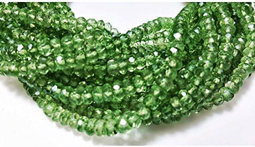 13 inch natural beads strand of 4mm faceted rondelle emerald quartz gemstone beads for DIY jewelry - necklace, bracelet, earring, ring.