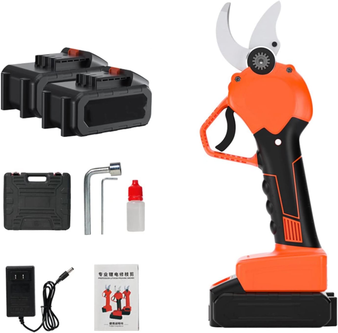 GeRRiT Pruning Shear Battery Powered, Electric Secateurs Cordless Pruner Electric Branch Cutter with 1/2Pcs Lithium Battery 1500mAh About 4.5 H Working Time