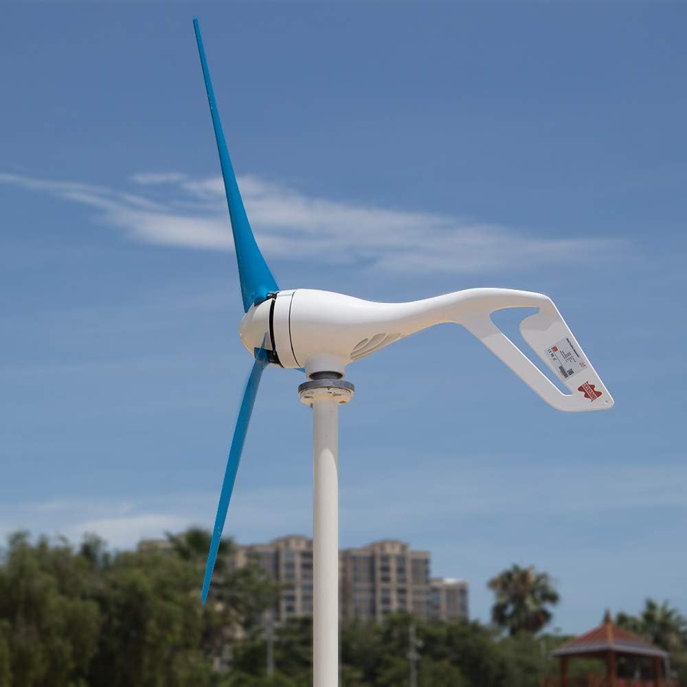 Light and Powerful Small Three Colors 3 Blade 400W Wind Turbine Generator Kit AC 12V/24V with Windmill Generator Controller for Home Use (12V-Blue)