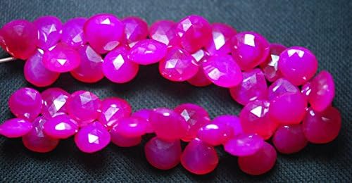 10 pieces,superb-finest mystic pink chalcedony faceted heart shape briolettes, 10-12mm size,