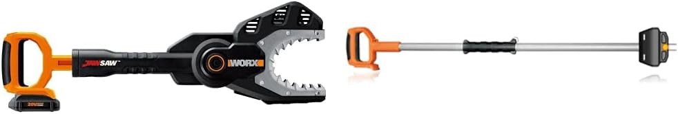 Worx 20V JawSaw Cordless Chainsaw Power Share - WG320 (Battery & Charger Included) | WORX 5' Extension Pole for WG320 and WG321 JawSaw Chainsaws