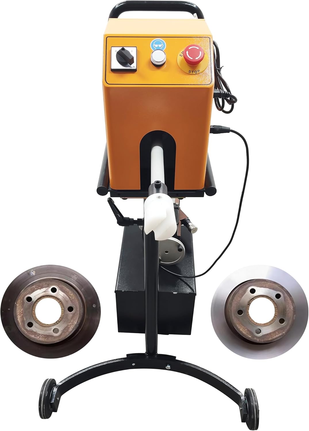 Brake Disc Resurfacing Machine 110V On-Car Brake Disc Lathe Tool Repair Polishing Machine with Robust Cutter Head, 17.72in Dia 0.24-1.65'' Thickness, for Various Vehicles in Auto Repair Shop