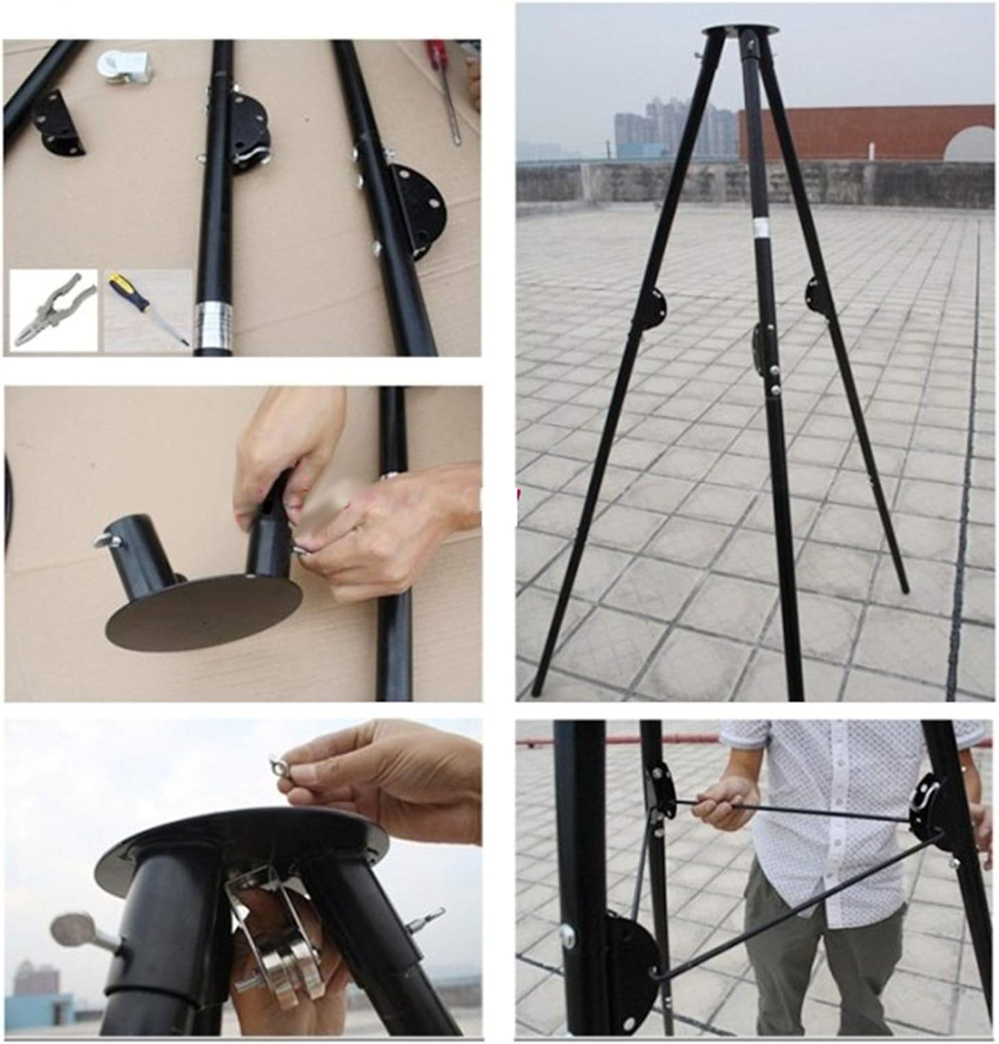 Fire Pit Tripod Charcoal BBQ Grill, Barbecues with Height-Adjustable Swivel Hanging Grill Portable Metal Fire Bowl for Outdoor Cooking Drying Clothes Pot Roast Grilling