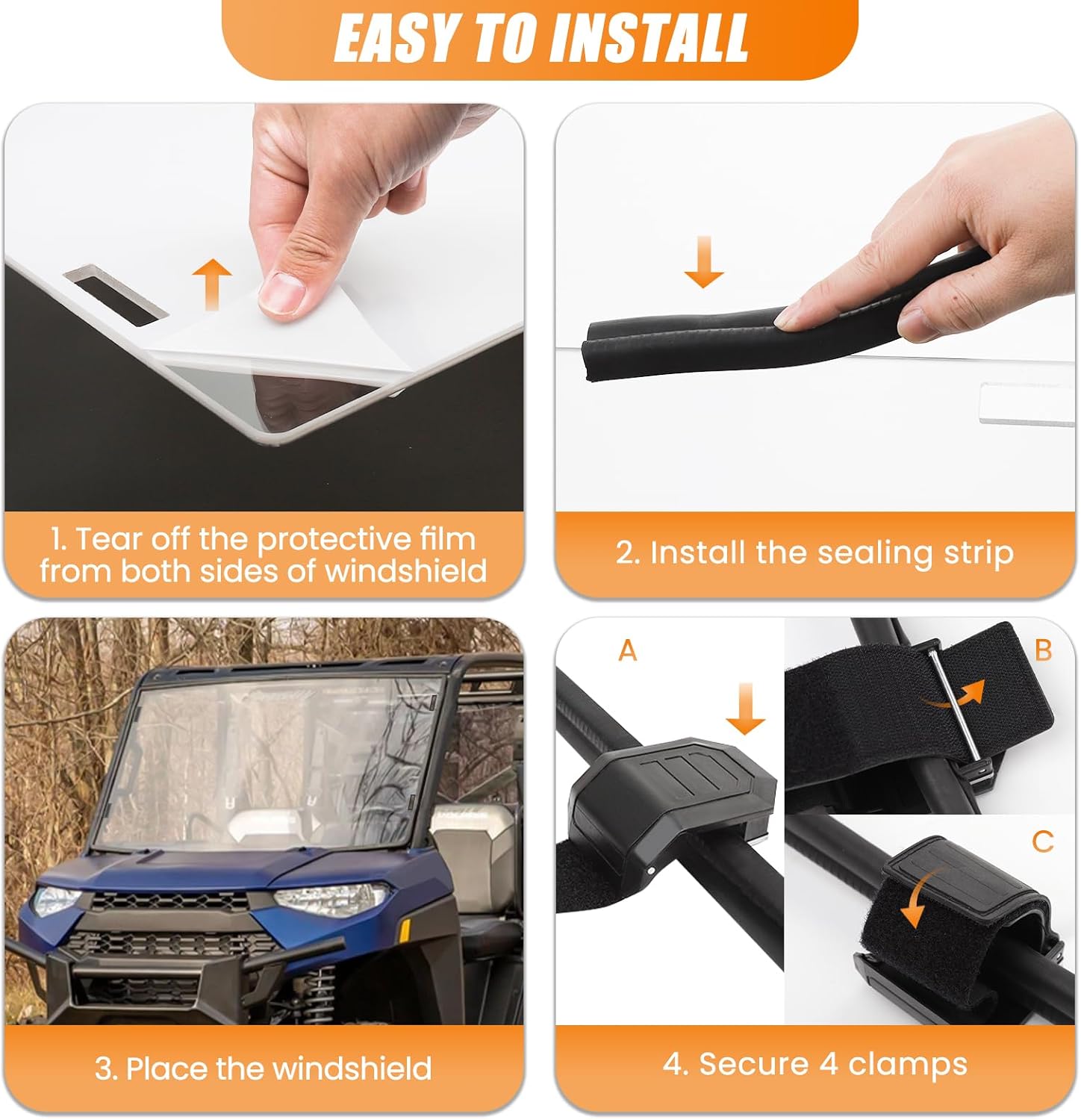 Ranger 1000 Windshield, UTV Front Full Windshield Fits for Polaris Ranger 1000/Crew 1000 2020-2026, Ranger XP 1000/Crew XP 1000 2017-2026, Ranger Diesel 2015-2026, Polaris Ranger Accessories