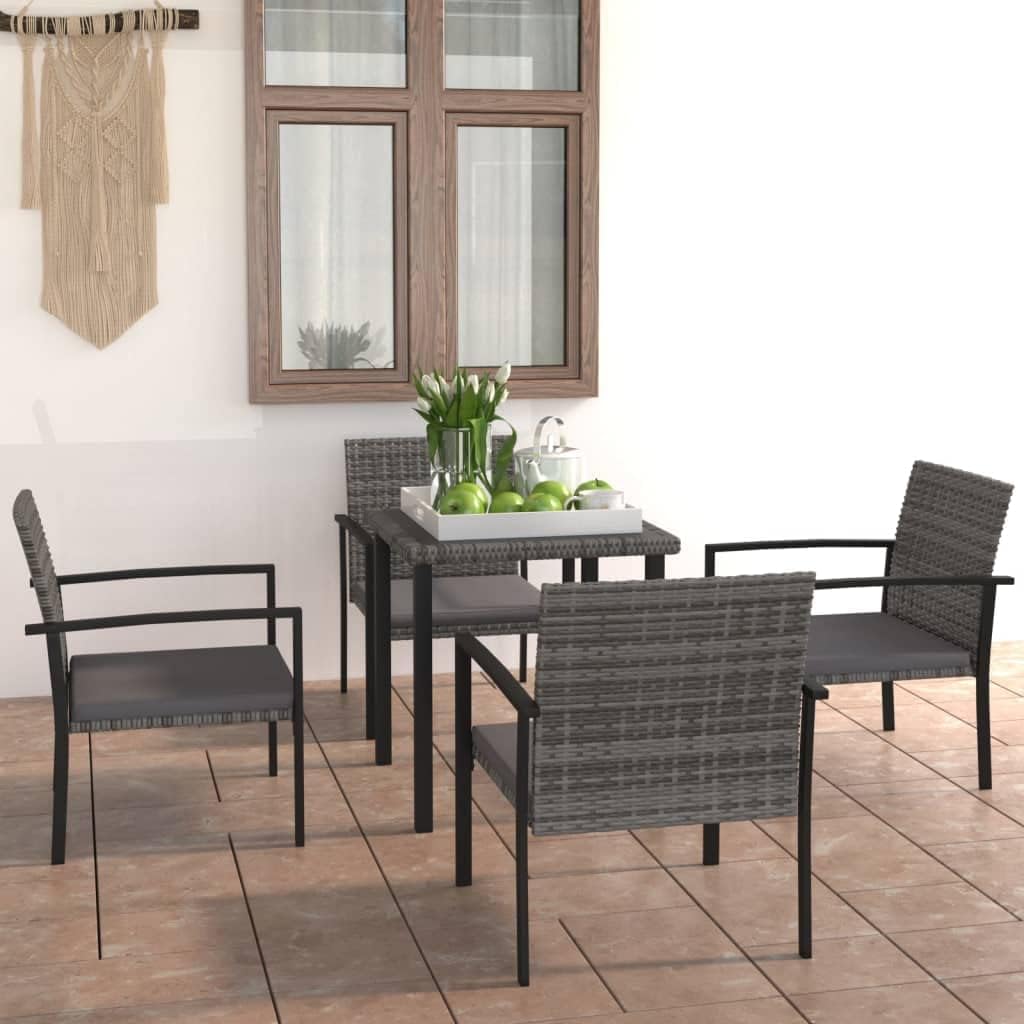 Furniture Sets 5 Piece Patio Dining Set Poly Rattan Gray,Outdoor Dining Set with Comfortable Cushions for Your Patio or Garden Garden Conversation Sets