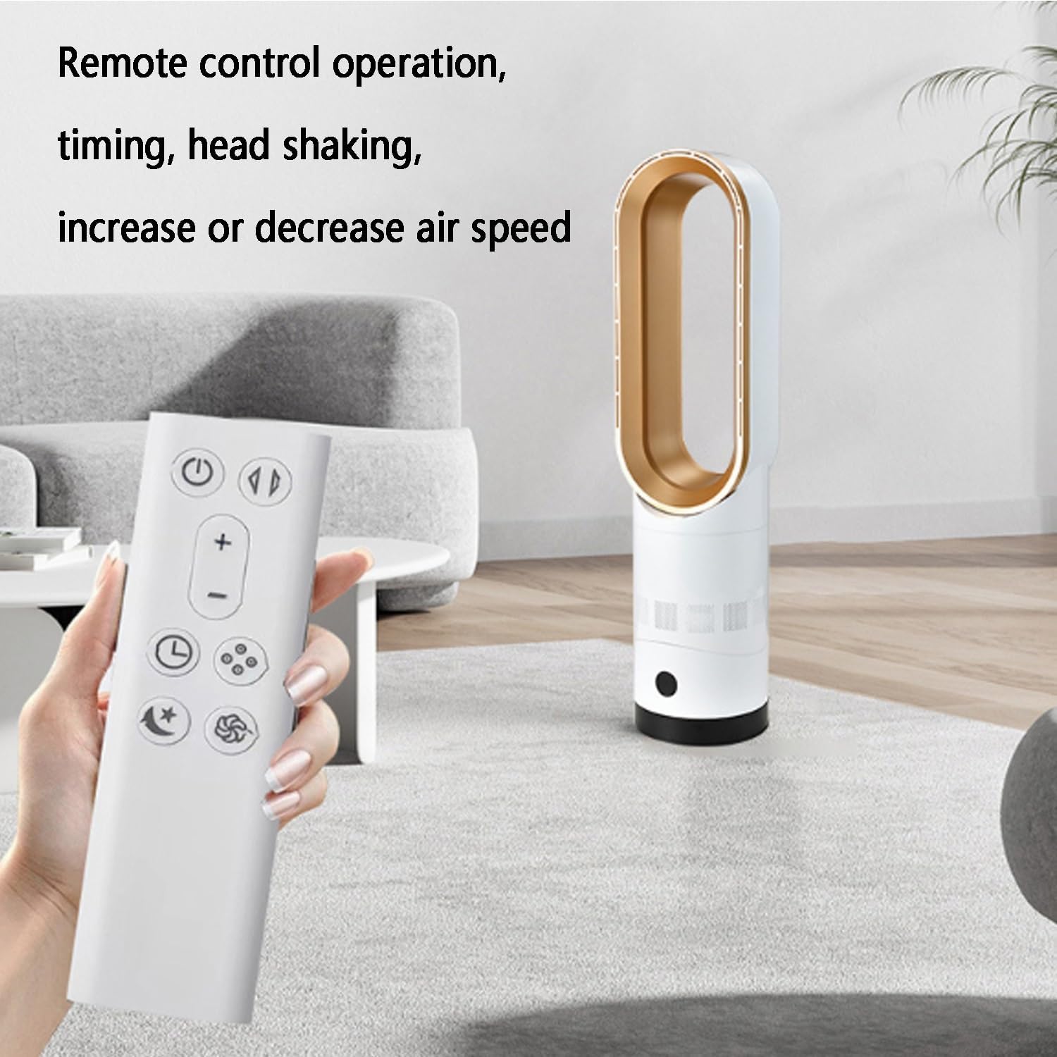 Tower Fans for Bedroom, Oscillating Fans with Remote, Pedestal Fan, Bladeless Fans Used with air conditioners can Quickly circulate Indoor air and Cool Down Quickly;(Gold)