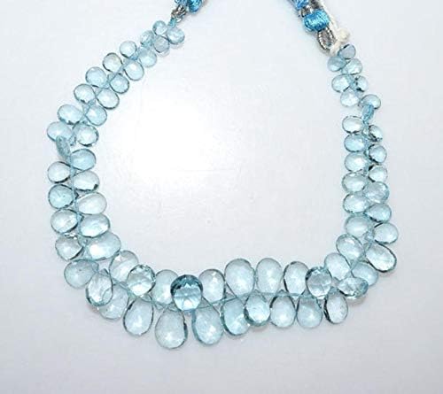 13 inch Natural Beads Strand of 4x5-8x11mm Faceted pear Aquamarine Gemstone briolletes Beads for DIY Jewelry - Necklace, Bracelet, Earring, Ring.