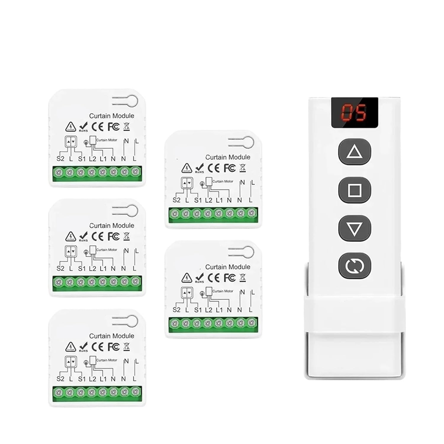 Curtain Switch 5 in 1 Remote Control, Timer(5Receiver 1Remote)