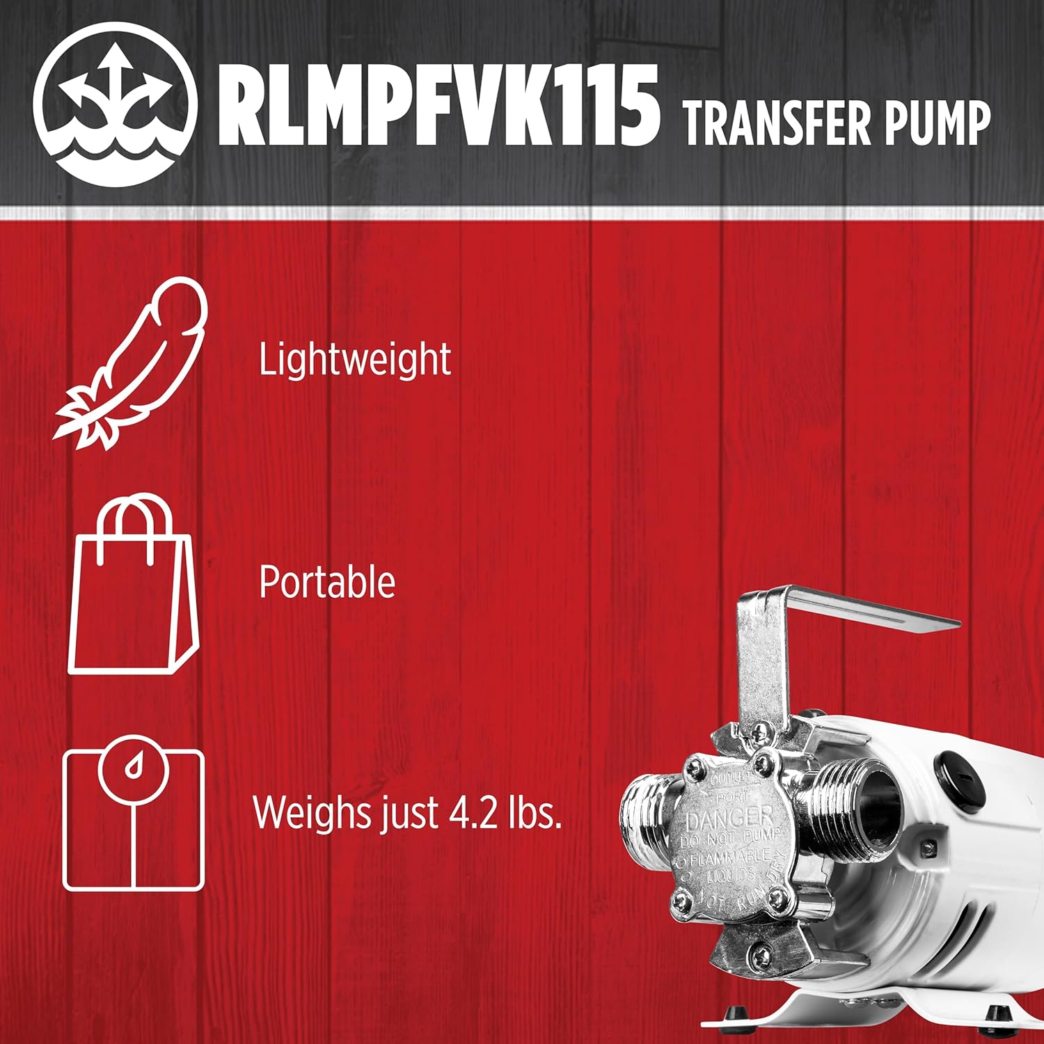 Red Lion RLMPFVK115 115 Volt 350 GPH Non-Submersible Multi-Purpose Transfer Pump with Accessory Kit, White, 14942025