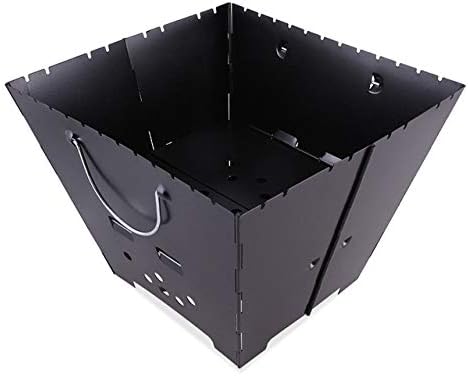 Outdoor Patio Fire Pit Heater Household Charcoal Burning Stove Portable Folding Brazier Black Bonfire Stove W/Stainless Steel Vertical BBQ Grill Mesh