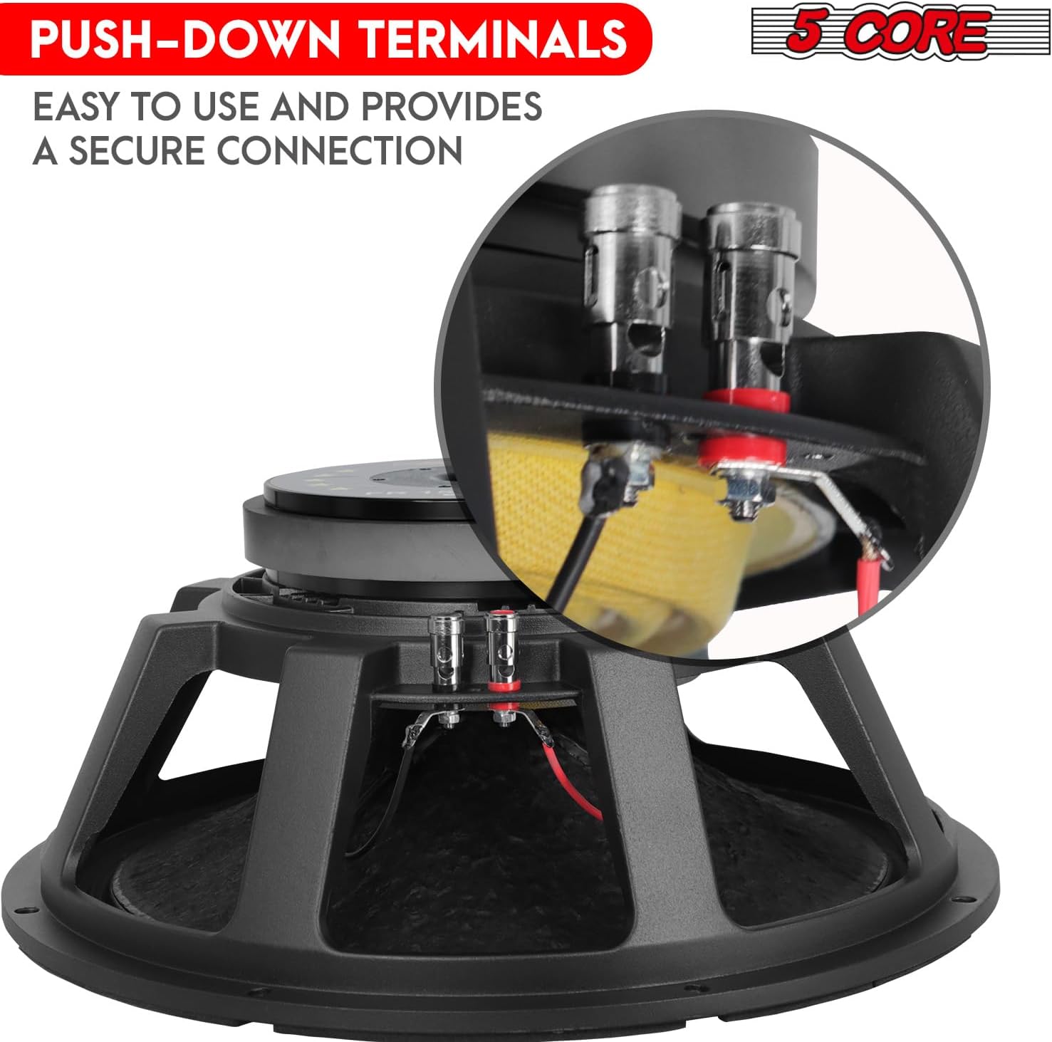 5 CORE 15 Inch Subwoofer Speaker 350W RMS Full Range PA DJ Sub Woofer Speakers 8 Ohm Deep Bass Replacement Component Subwoofers for Pro Audio Use - FR 15190 17 AL