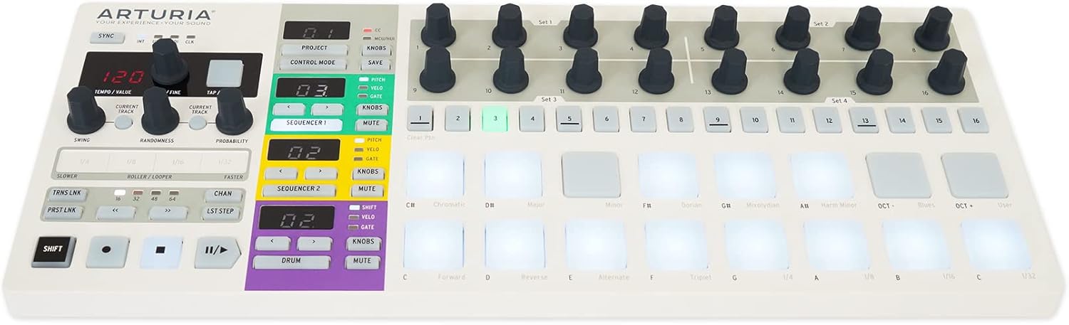 Audiosavings Bundle: (1) Arturia BeatStep Pro 64-Step Sequencer Midi USB DJ Recording Pad Controller Bundle with (1) Samson SR850 Professional Semi-open Studio Reference Monitoring Headphone (2 Items)