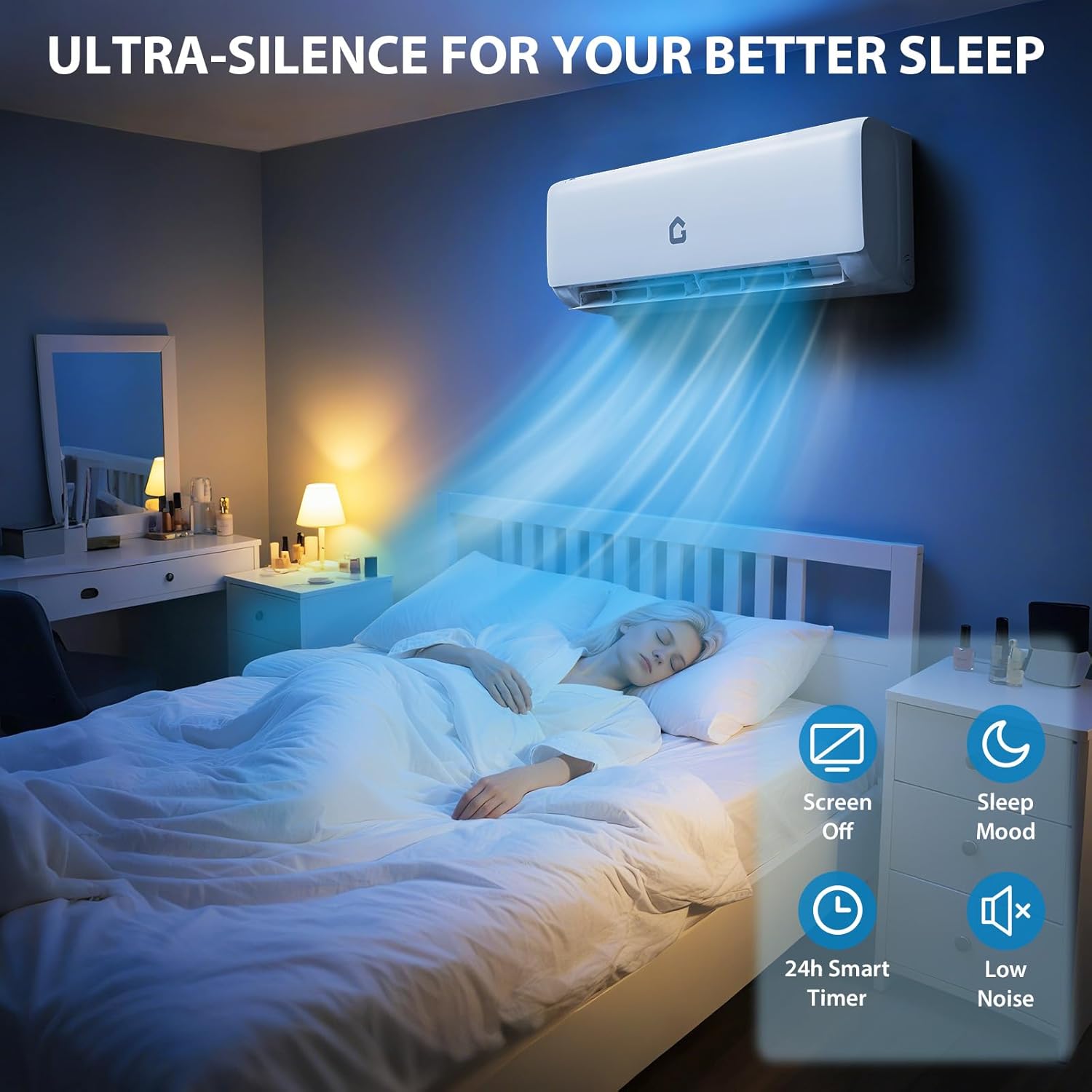 9000 BTU Mini Split Air Conditioner and Heater, 18.5 SEER2 Ductless Inverter AC with WiFi, 230V Installation Kit Included, Cools Up to 450 Sq.Ft, QE Series