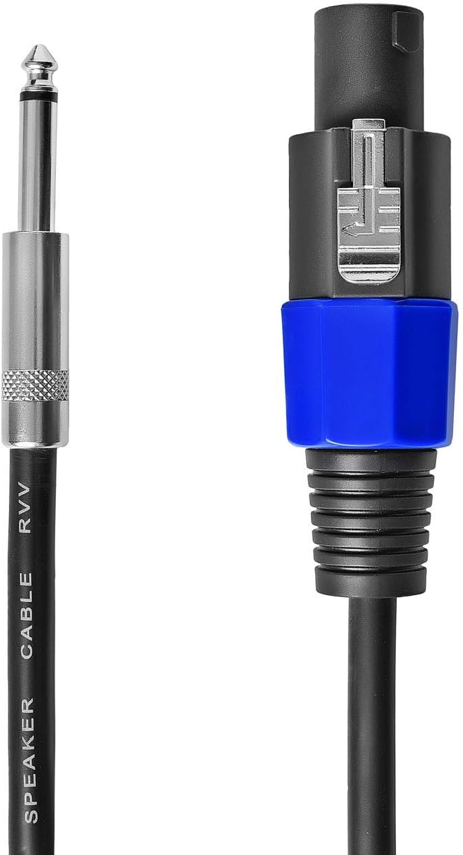 2Pcs 100 Feet Professional Speakon to 1/4 Speaker Cable, Pair 100 ft 12 Gauge Speakon to 1/4 Male Inch Audio Amplifier Connection Heavy Duty Cord Wire with Twist Lock
