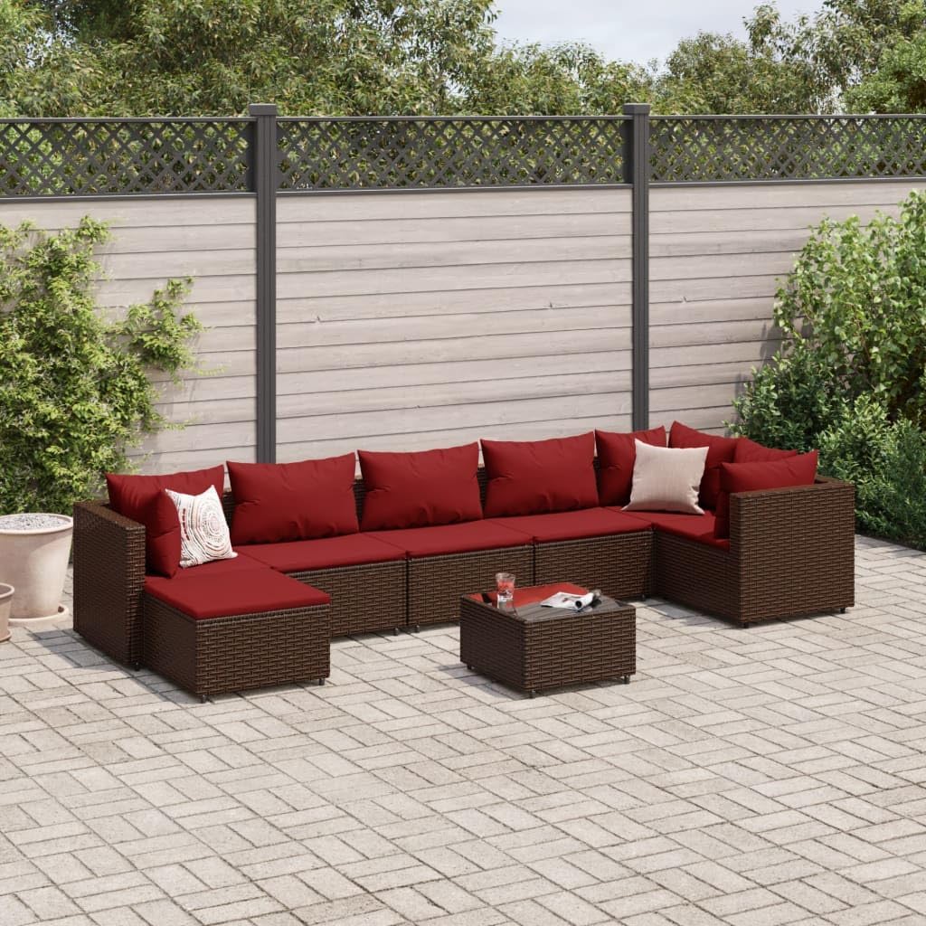 Furniture Sets 8 Piece Patio Lounge Set with Cushions Brown Poly Rattan,Outdoor Patio Lounge Set Comfortable and Durable Rattan Furniture for Your Garden and Terrace Garden Conversation Sets