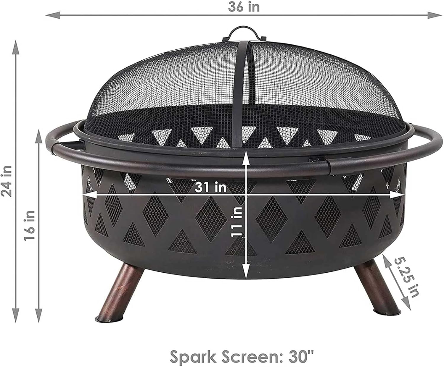 36 Inch Outdoor Fire Pit, Large Portable Wood Burning Firebowl with Cooking BBQ Area, Grill Grate for Garden Beach Camping