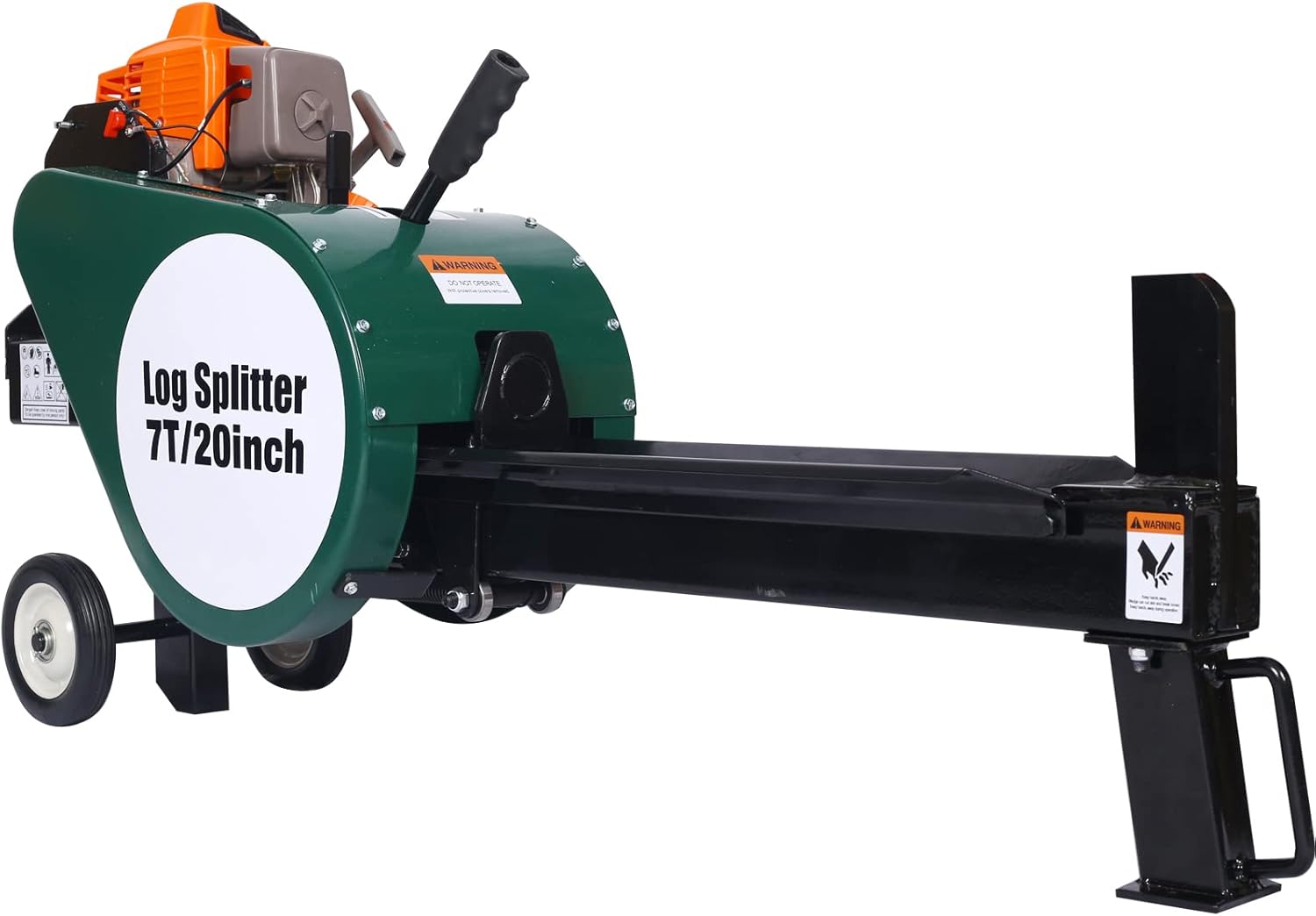 20in 7-Ton 63cc Gas Log Splitter Featuring Double Flywheel 2-Second Cycle Auto-Return Function Lightweight Portable Construction
