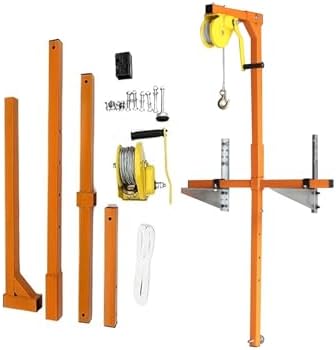 Heavy-Duty Air Conditioner Bracket & Lifting Tool - A/C Unit Crane with Manual Winch Hoist (150kg Capacity 25m Height) for Easy Outdoor Installation