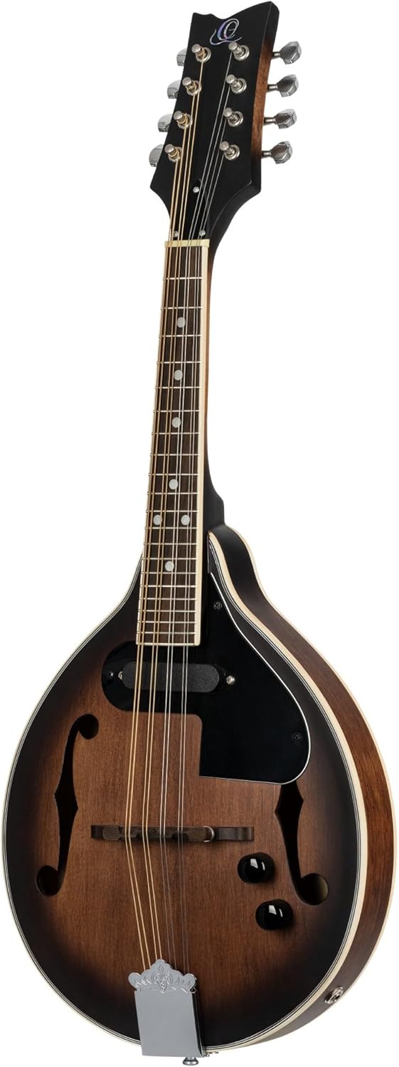Ortega Guitars, 8-String Americana Series A-Style Acoustic-Electric Mandolin, Right, Whiskey Burst (RMAE30-WB)