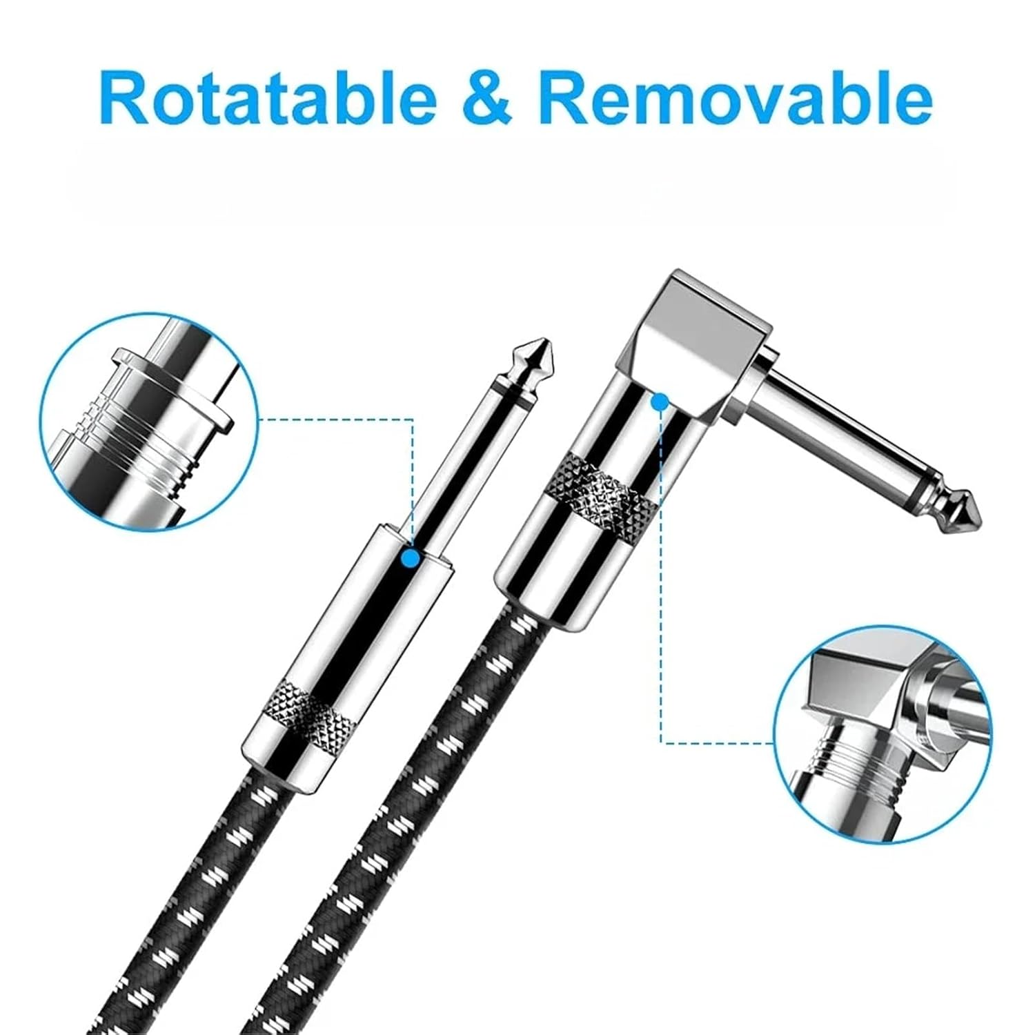 2Packs 6.5mm Guitar Cable Electric Instrument Patch Cable Bass AMP Cord 6.5mm 1/4 Straight Mono Cable for Mandolin Pro Audio(Straight-2PK,0.5m)