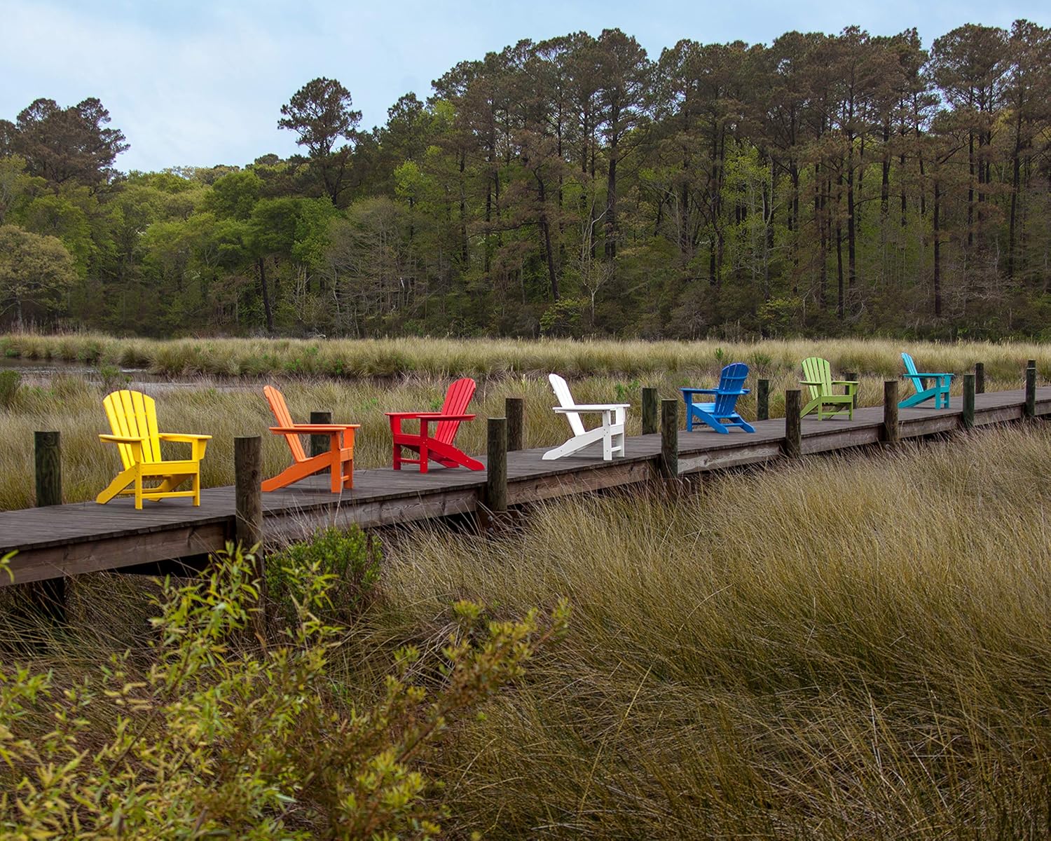 POLYWOOD Adirondack Chair, Shore Line Collection, HDPE Outdoor Patio Furniture, Fire Pit Poolside Chair, All-Weather, Aruba Blue, Made in USA