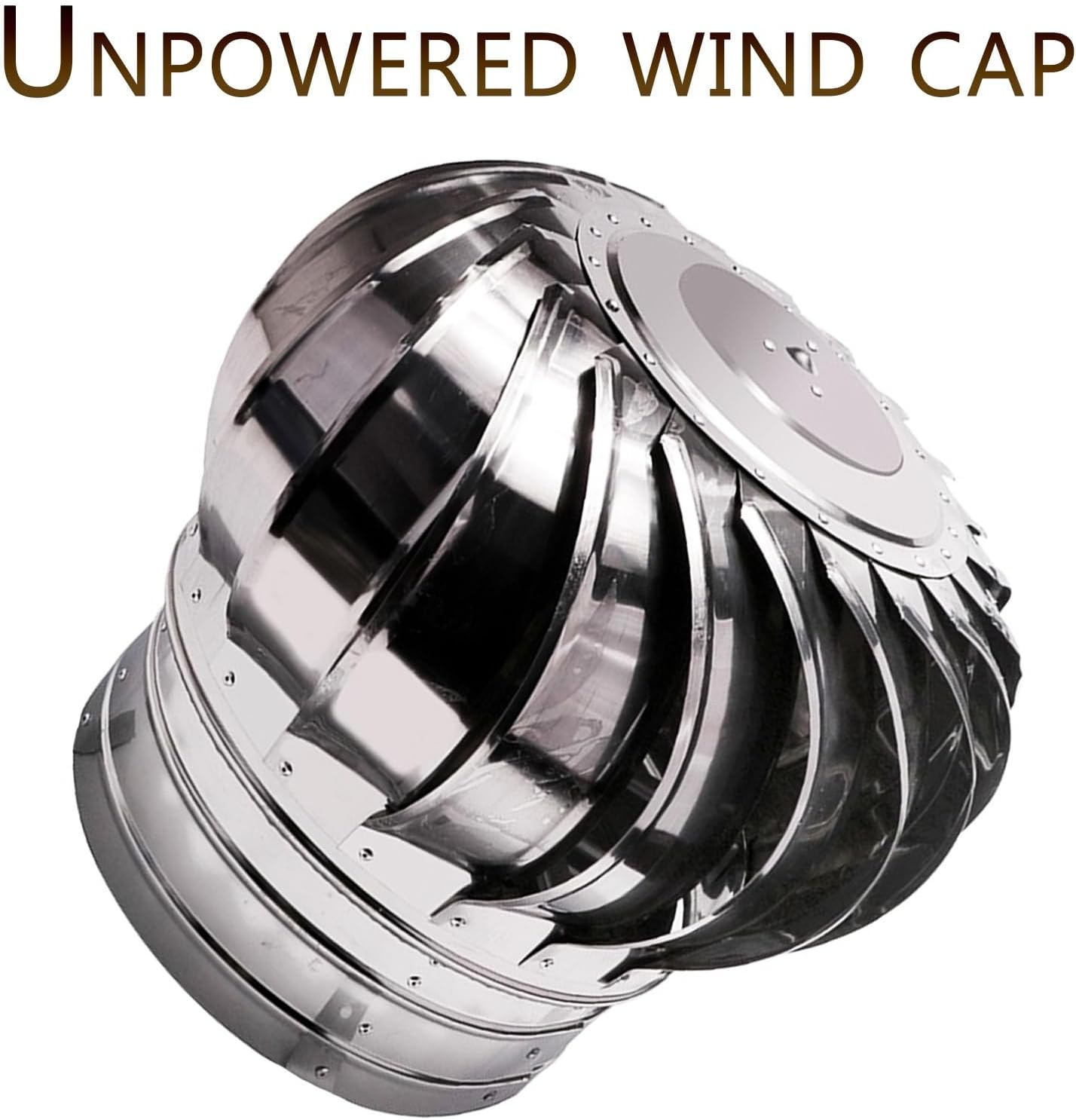 Galvanized Turbines, Stainless Steel Exhaust Cap, Internally Braced Wind Turbine, Wind Turbines Air Vents, 304 Stainless Steel Round Exhaust Grille Louvered Vent, for Duct Connecting