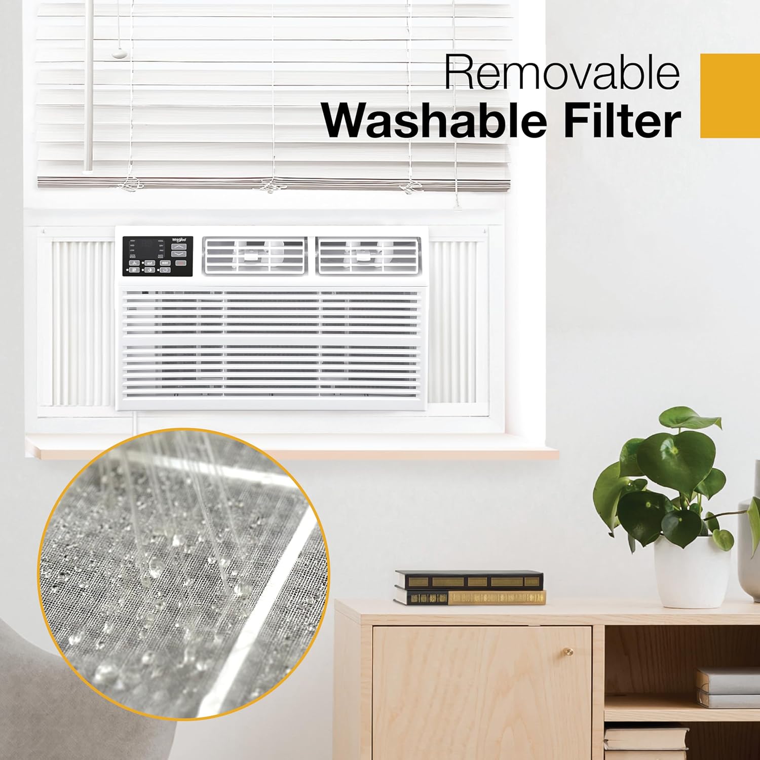 Whirlpool 12,000 BTU 115V Window-Mounted Air Conditioner with Remote Control, Window AC for Rooms up to 550 Sq.Ft, LCD Display, Auto-Restart, 24H Timer, White