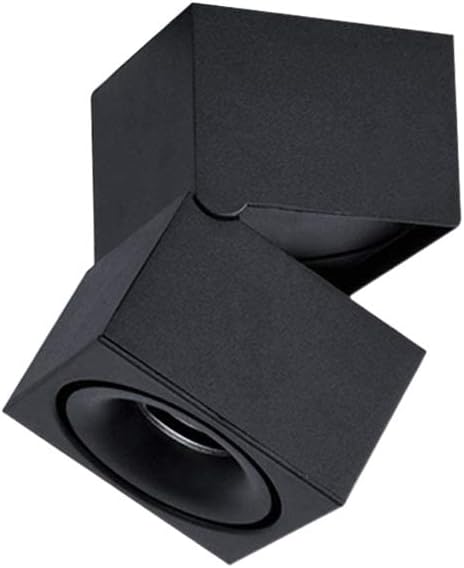 GeRRiT Black Square LED Downlight Aluminum Adjustable Angle Ceiling Lights Surface Mounted Spotlights Energy Saving LED Foldable High Light Efficiency Ceiling Light Fittings (Color : 6000k)