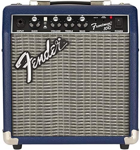 Fender Frontman 10G Guitar Combo Amplifier - Midnight Blue Bundle with Instrument Cable and Picks