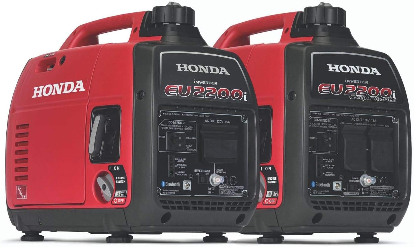 Honda EU2200iTAG 2200W 120V Portable CO-Minder Inverter Generator Bundle with Parallel Cables