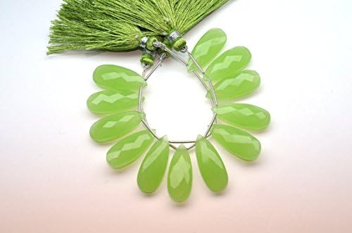 3 Strands 9 Matched Pairs-10x25mm Neon Prehnite Quartz Microfaceted Large Size