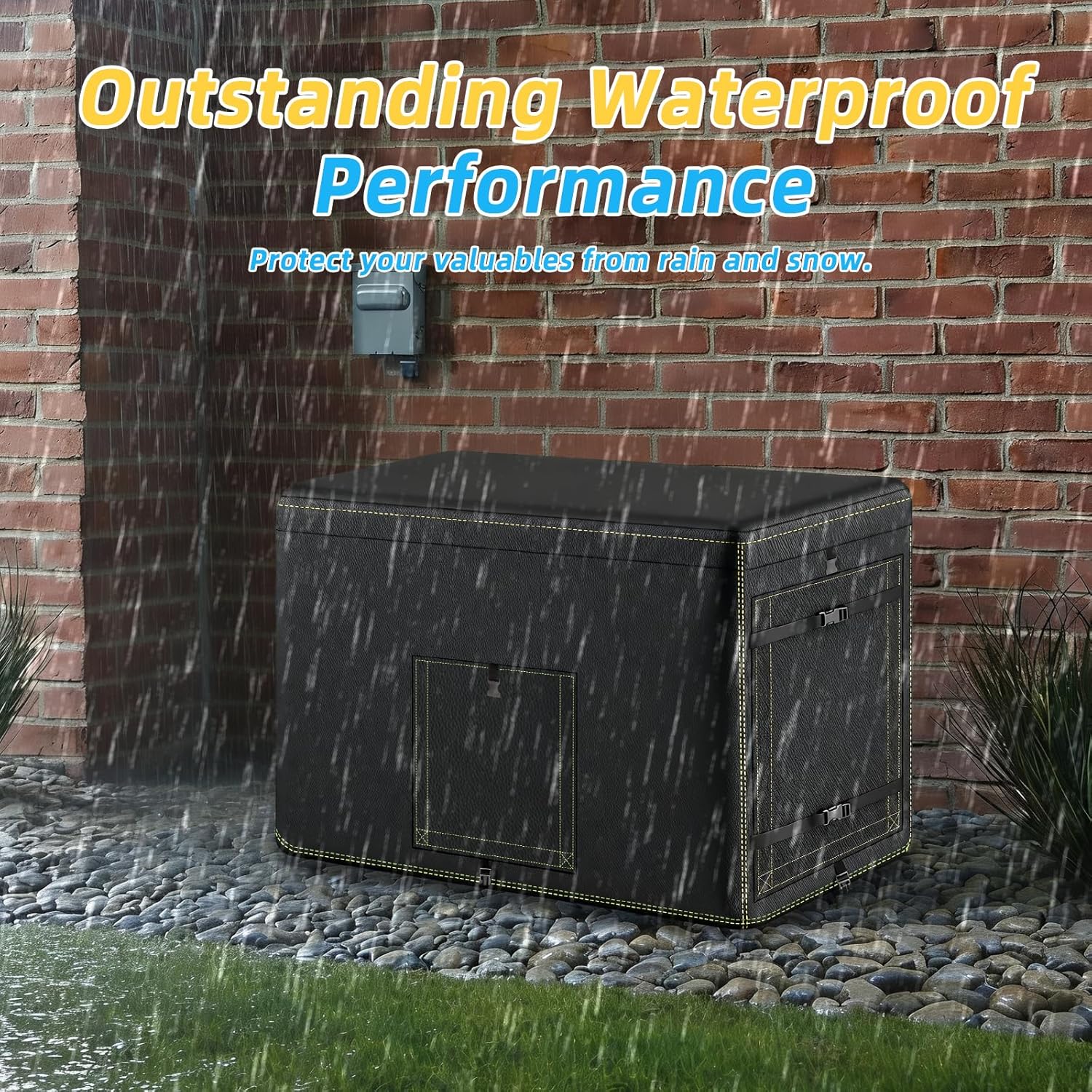 Generator Cover, 600D Polyester Heavy-Duty Waterproof Generator Cover for 7.5–22kW Home Standby Generators — Windproof Zippered/Elastic Hem Design, Black (Black)