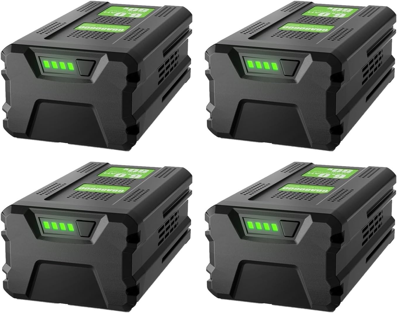 OUTMX 80V 6000mAh Compatible for Greenworks 80V Battery GBA GBA80600 GBA80200 Cordless Power Tool Replacement Batteries(4Pcs 6000mAh)