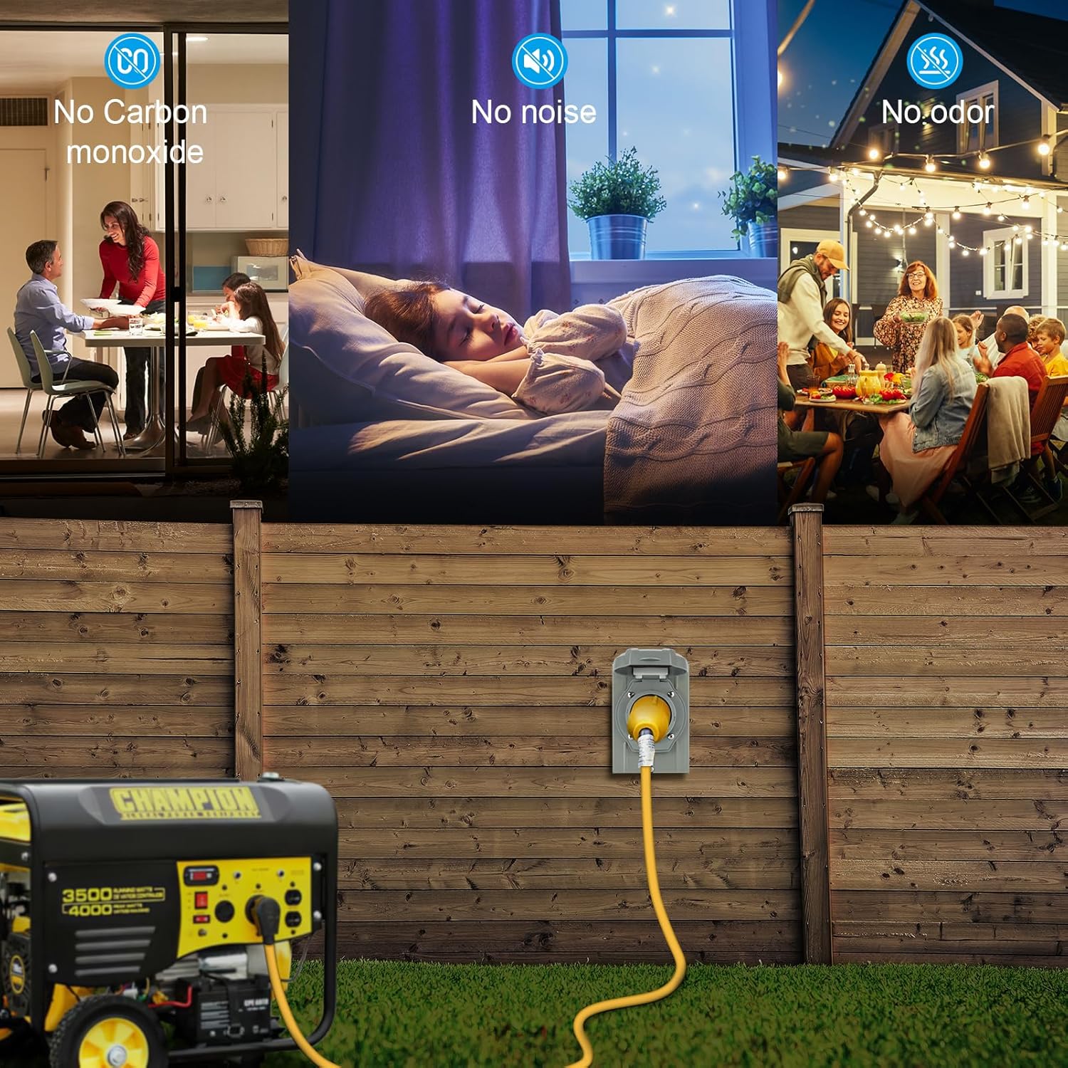 Bundle| 30 Amp + 50 Amp Generator Power Inlet Box + Generator Transfer Switch 15 Amp