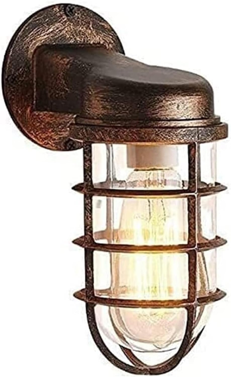 Outdoor Lighting Wall Lamp Outdoor Nautical Sconce Waterproof Wall Lantern Industrial Metal Cage Bulkhead Wall Light Fixtures Exterior Wall Lantern Porch Lights E27 Illumination for Patio Bar Bedroom