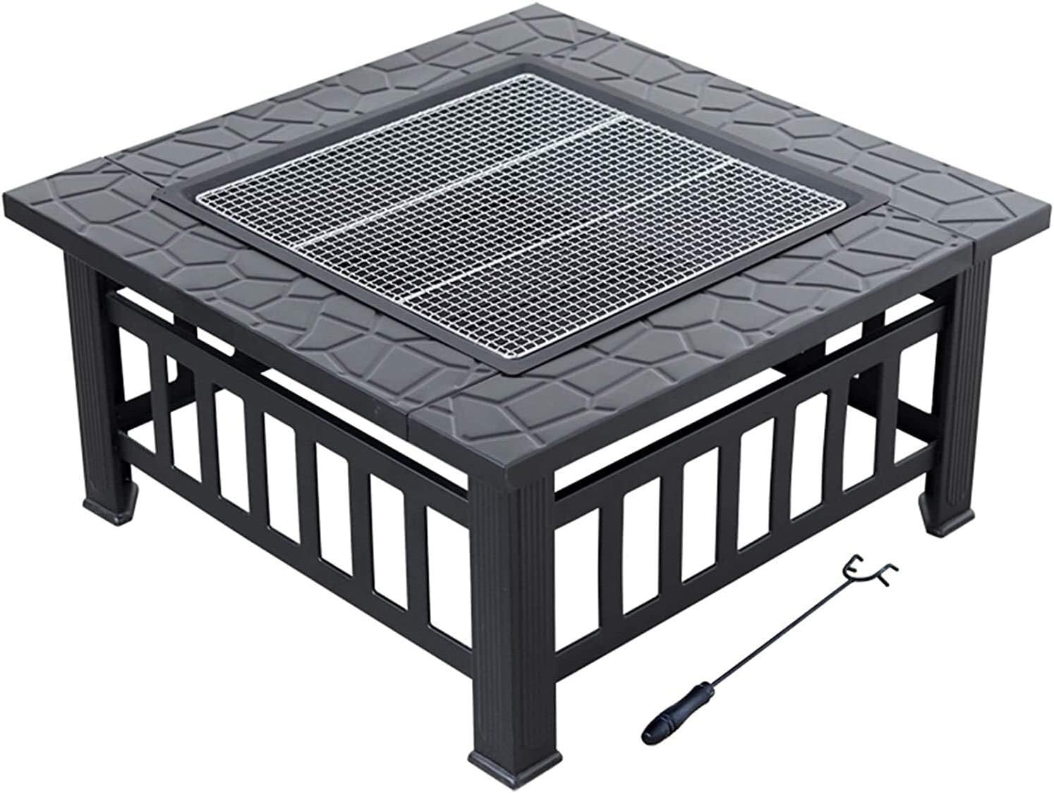 Outdoor Fire Pit Outdoor Fire Pits Outdoor Square Metal Firepit Backyard Patio Garden Stove Wood Burning BBQ Fire Pit with Rain Cover
