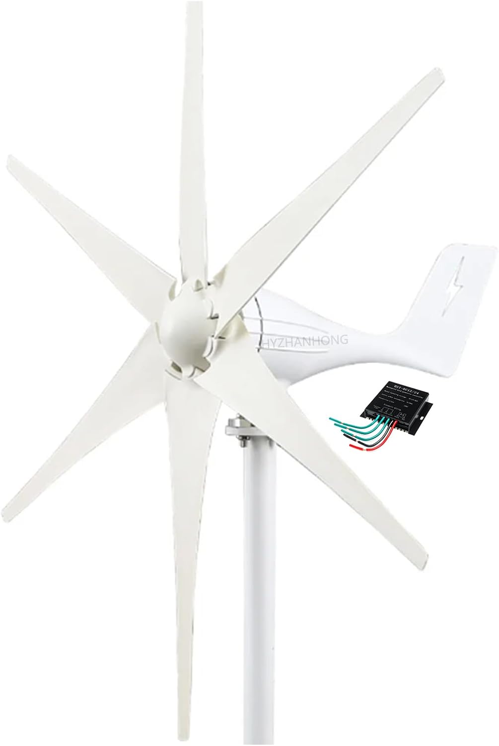Wind Turbine Generator, 2500W 12V 24V 48V Windmill Generator, Wind Power Generator with Controller for Marine, Home, Wind System (White)